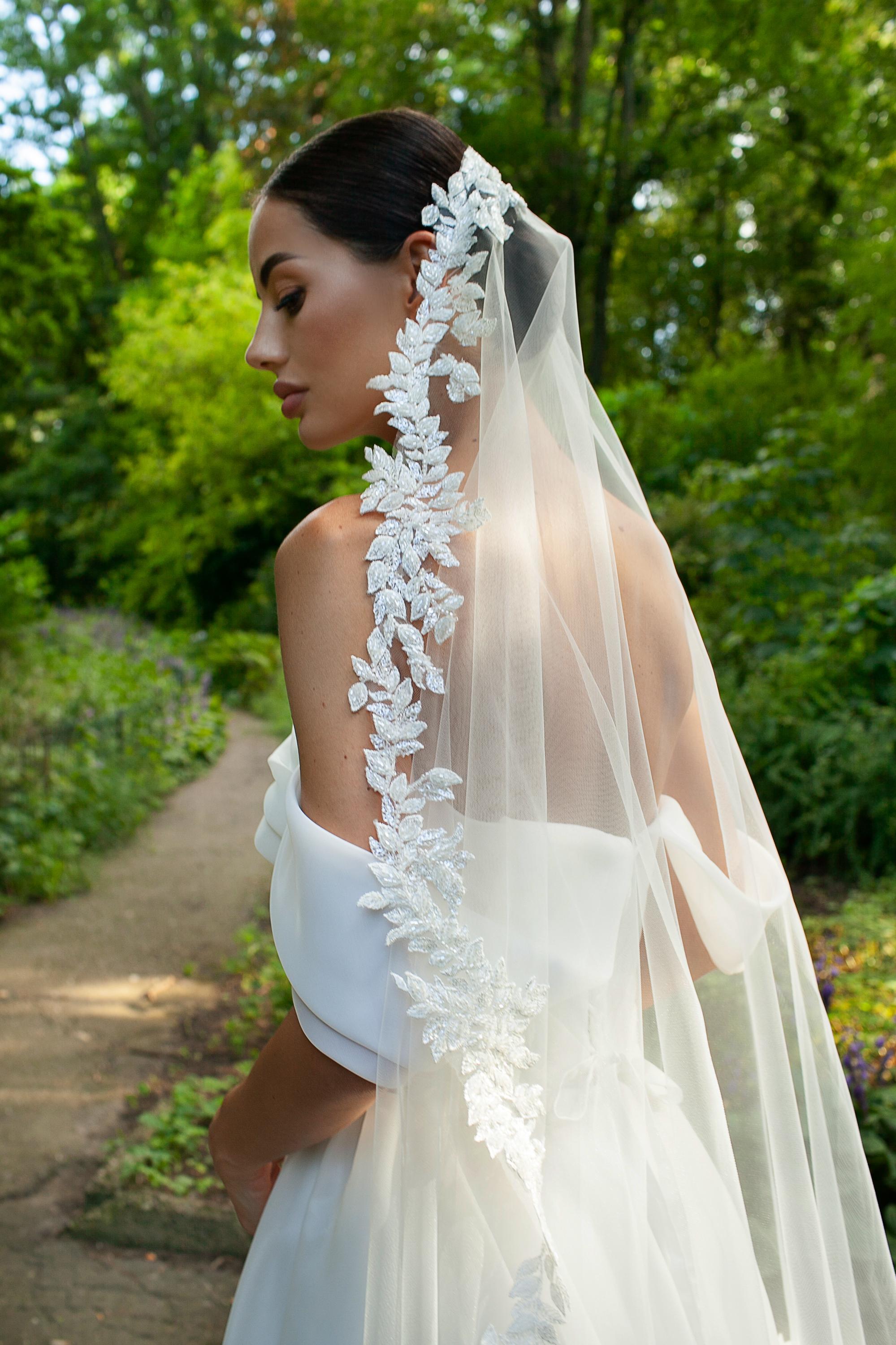 Lace Wedding Veil with Beads and Sequins
