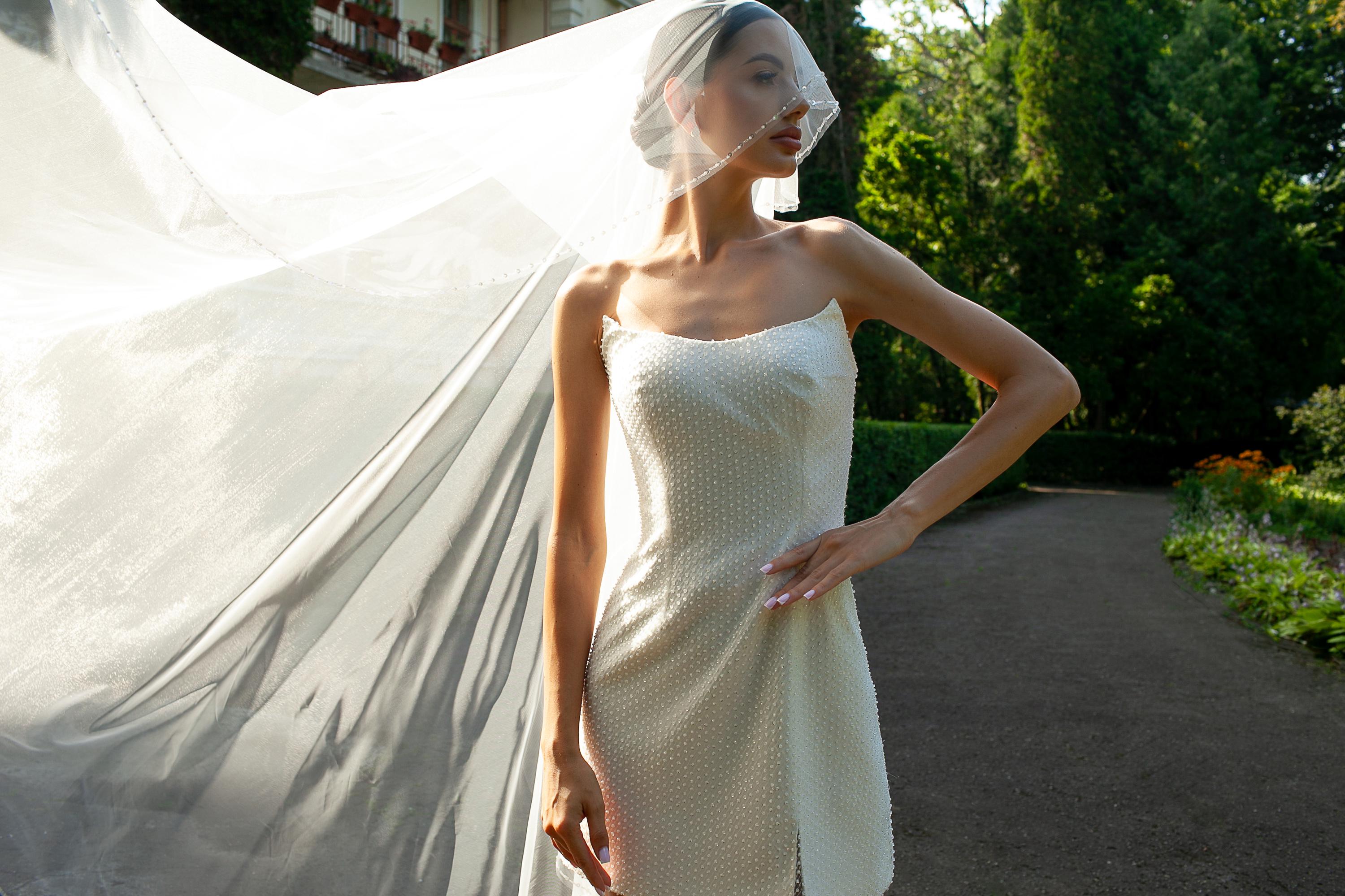 Two Tier Wedding Veil with Beaded and Sequins in Different Sizes