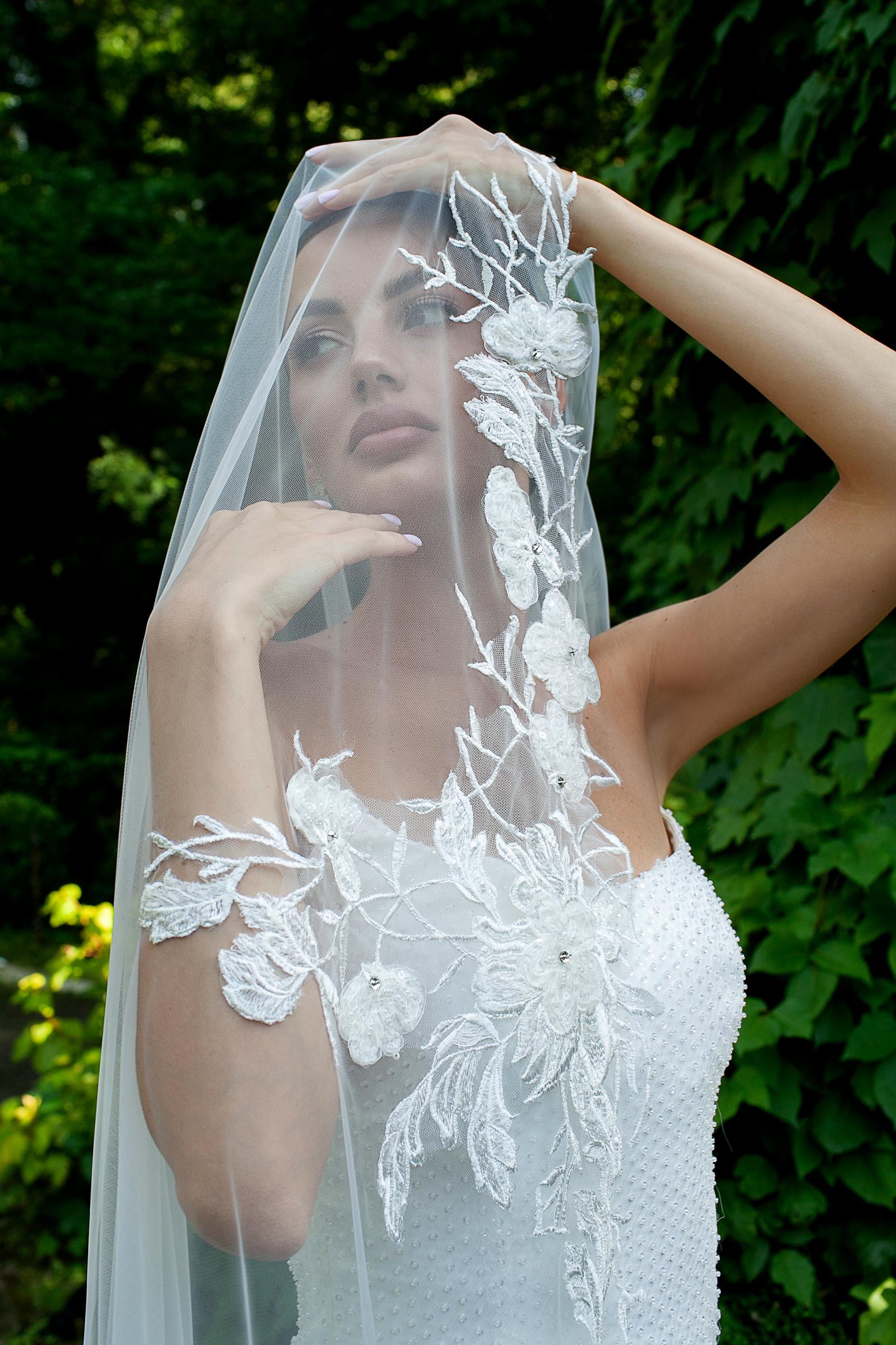 Wedding Veil with Floral Lace