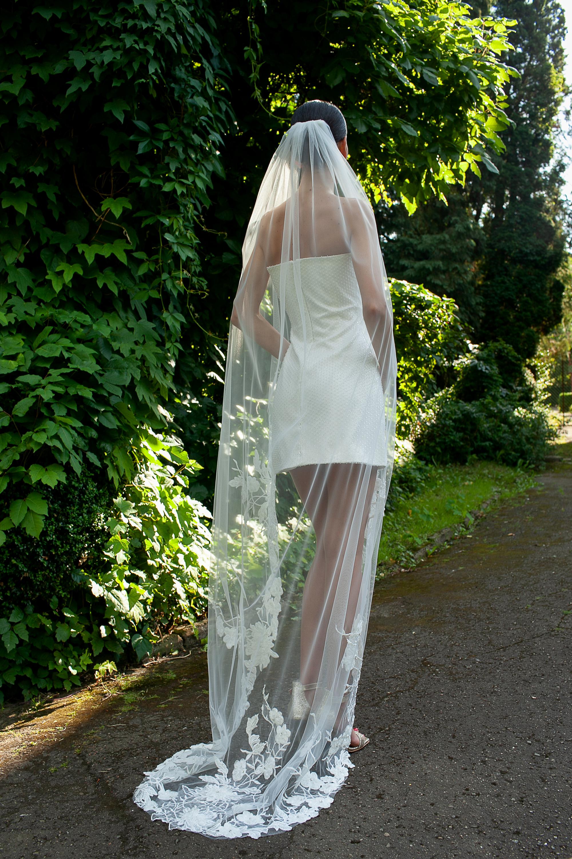 Wedding Veil with Floral Lace
