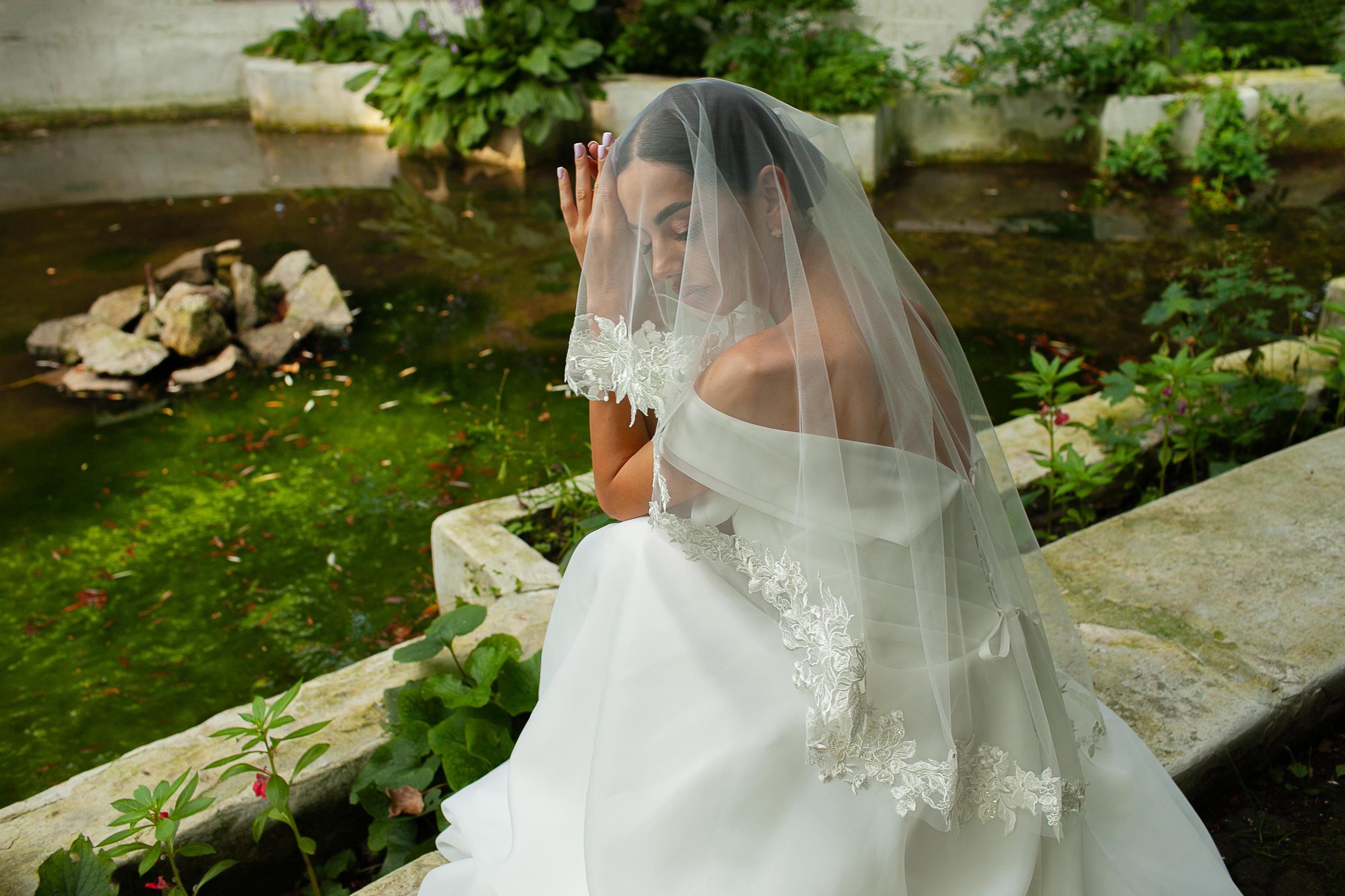 Lace wedding veil | Double Tiers Veil