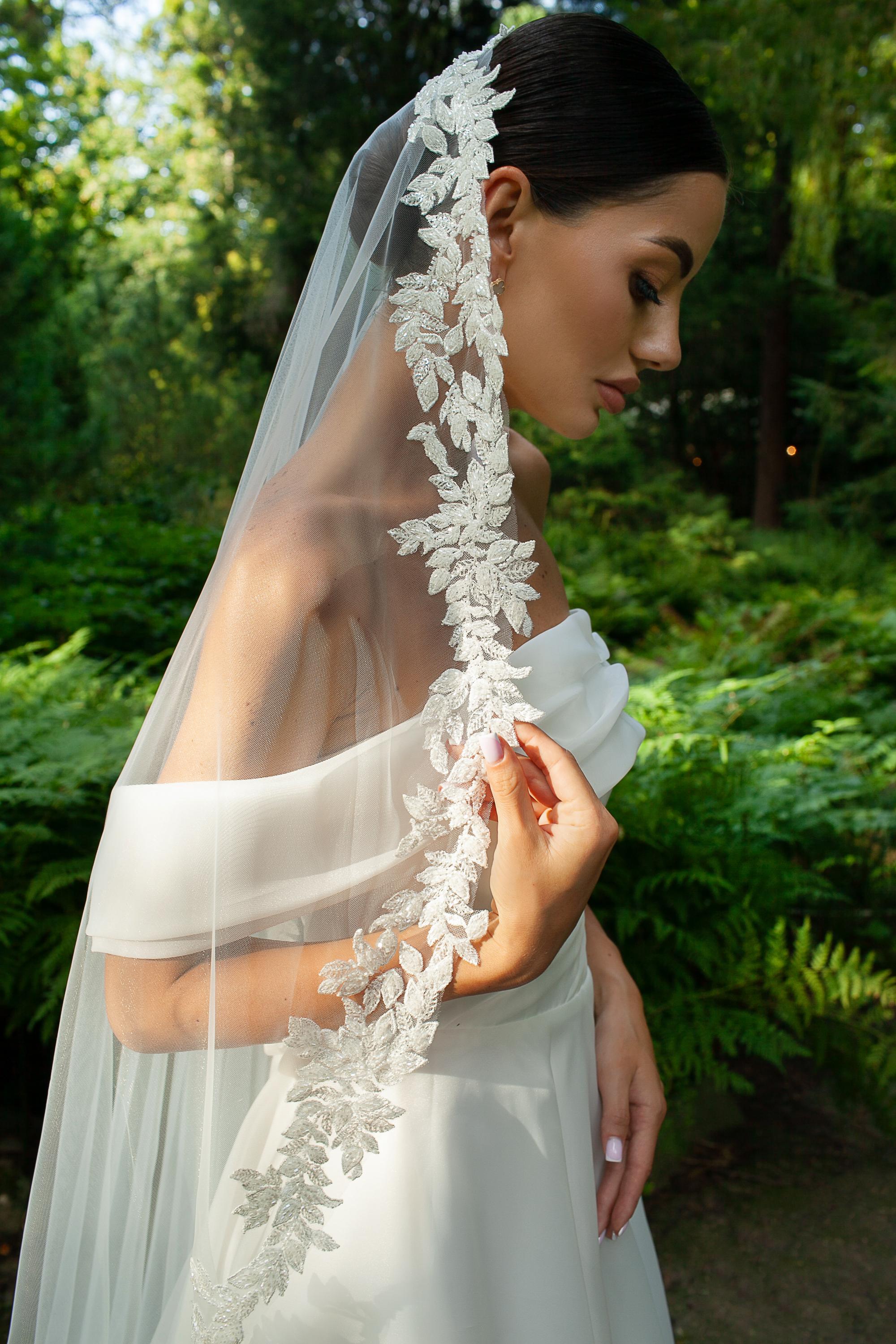 Lace Wedding Veil with Beads and Sequins