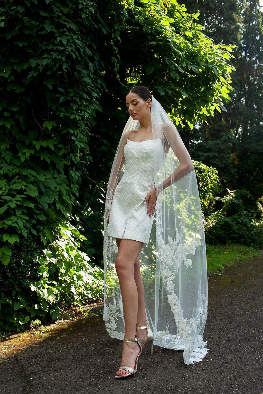Wedding Veil with Floral Lace