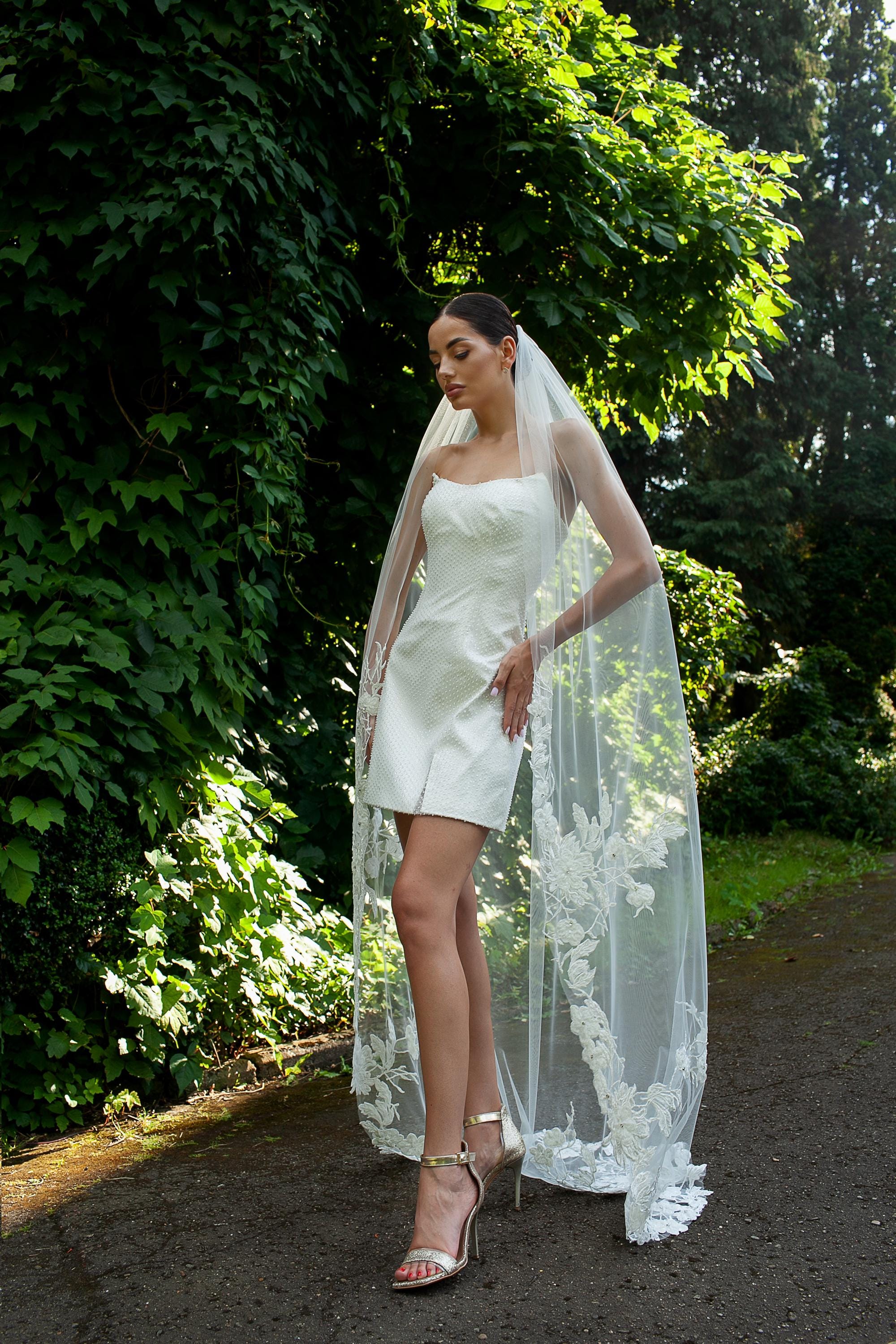 Wedding Veil with Floral Lace