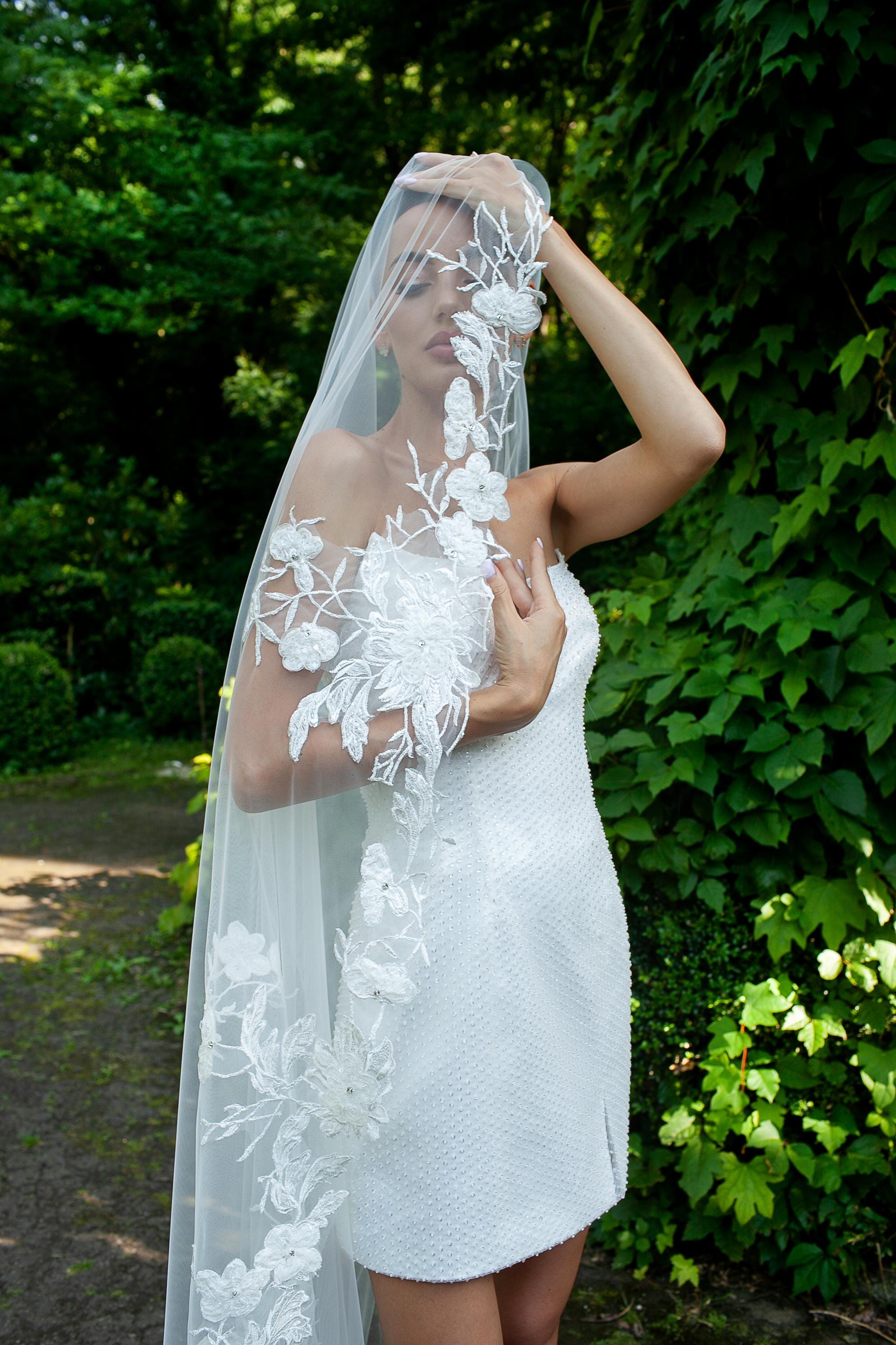 Wedding Veil with Floral Lace
